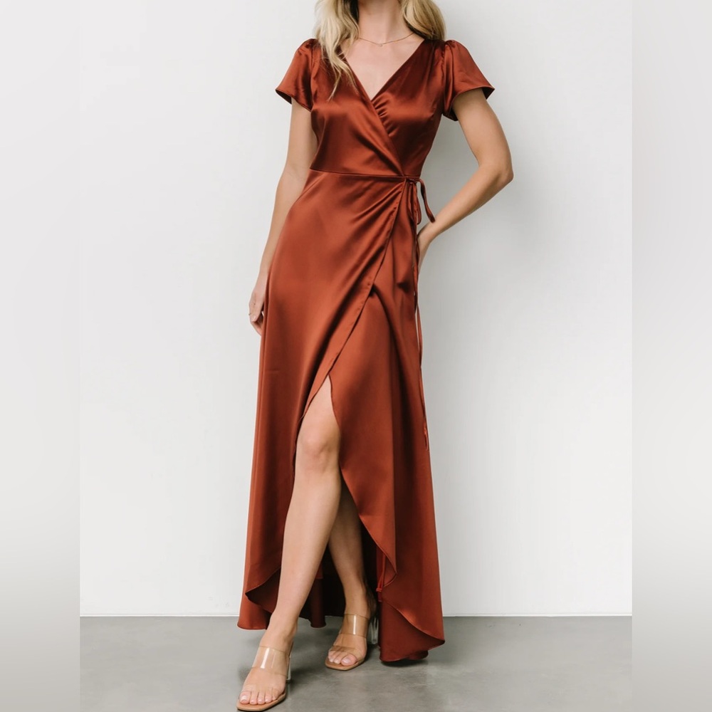 Baltic Born Copper High Low Satin Dress